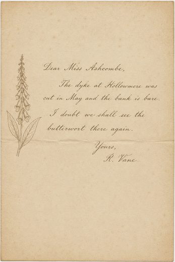Handwritten letter on cream laid paper